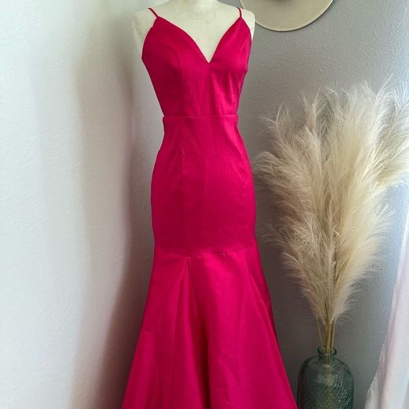 Lulus Bright Pink Fitted & Flare Barbiecore Maxi Dress Size M - Picture 4 of 9